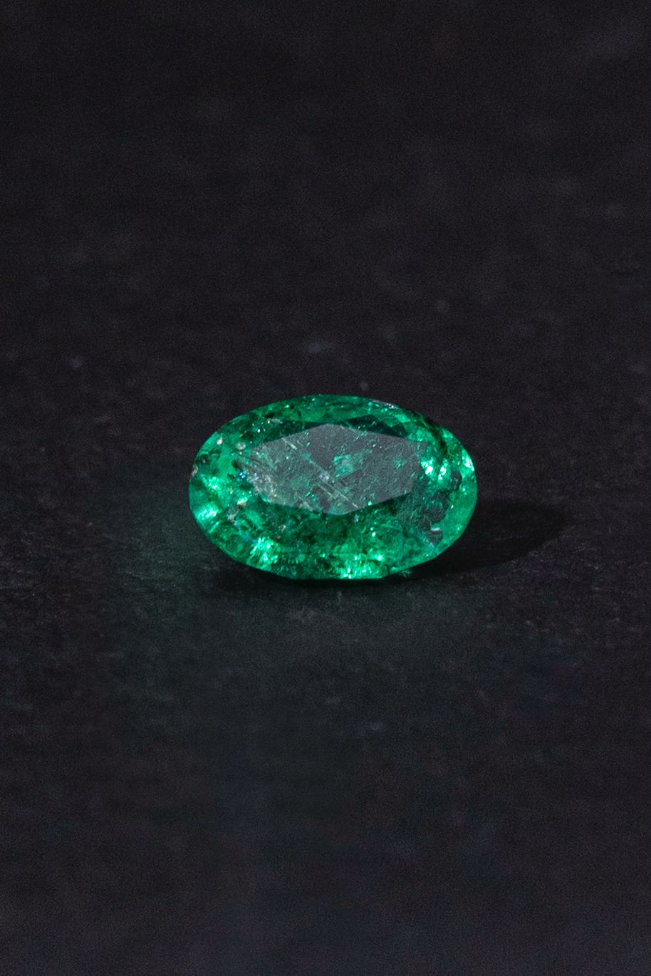 Natural Ethiopian emerald, 2.35 carat oval, vivid neon green